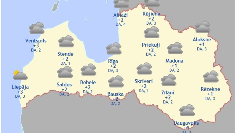 Laika karte šodienas pēcpusdienai