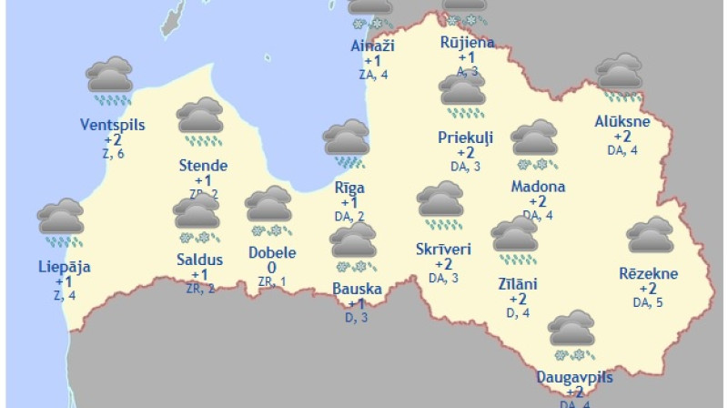 Laika karte šodienas pēcpusdienai