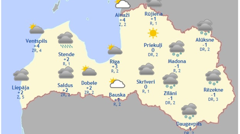 Laika karte šodienas pēcpusdienai