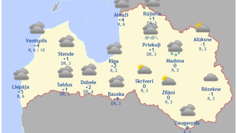 Laika karte šodienas pēcpusdienai