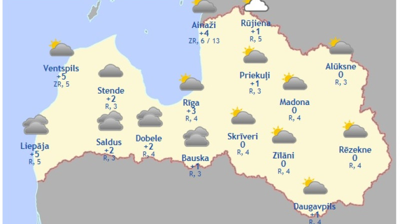 Laika karte šodienas pēcpusdienai