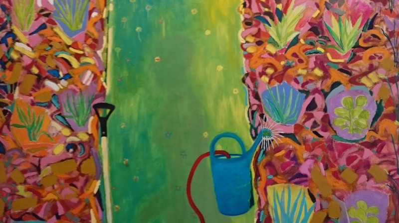 Kristapa Zariņa 2016. gada glezna no cikla “Dārzs”. Audekls/ akrils. 150 x 150 cm