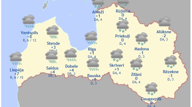Laika karte šodienas pēcpusdienai