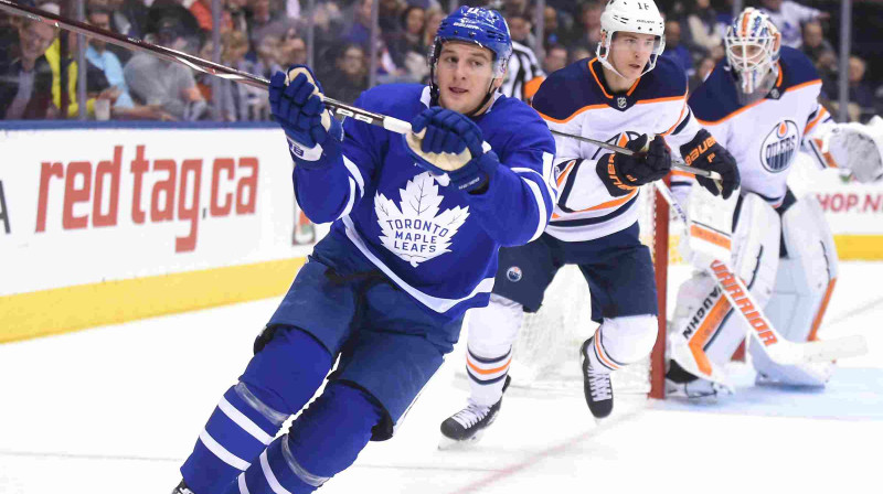 Zaks Haimens - vienīgo vārtu autors mačā starp "Maple Leafs" un "Oilers"
Foto: USA Today Sports/Scanpix