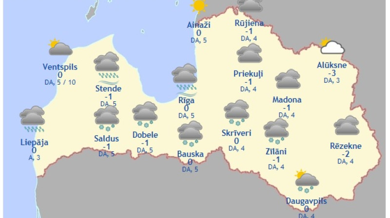 Laika karte šodienas pēcpusdienai
