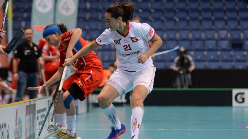 Šveiciete Korina Rutimana kļuvusi par visu laiku labāko vārtu guvēju pasaules čempionātos florbolā sievietēm
Foto: IFF Floorball
