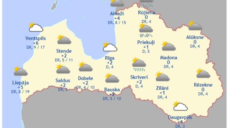 Laika karte šodienas pēcpusdienai
