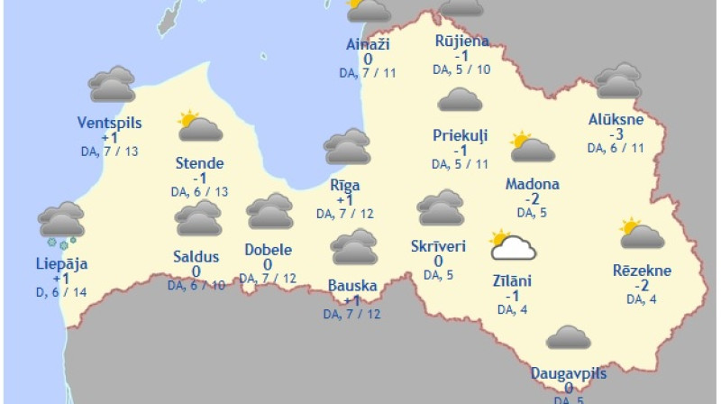 Laika karte šodienas pēcpusdienai