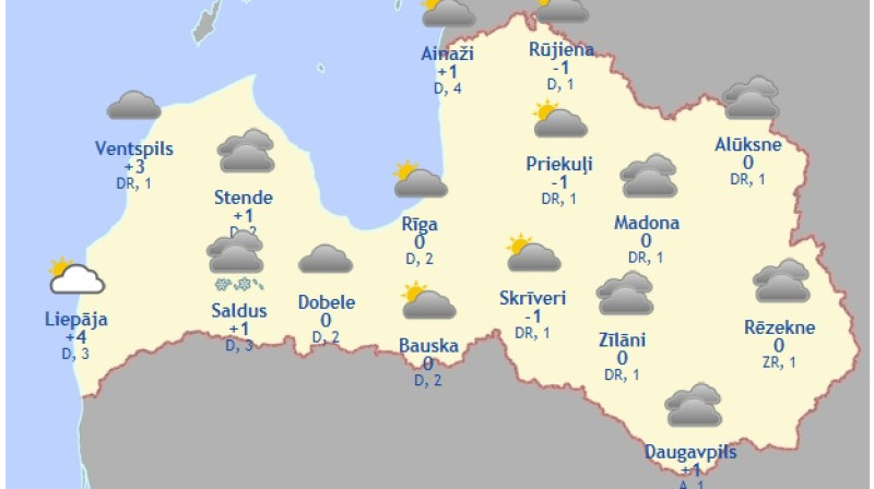 Laika karte šodienas pēcpusdienai