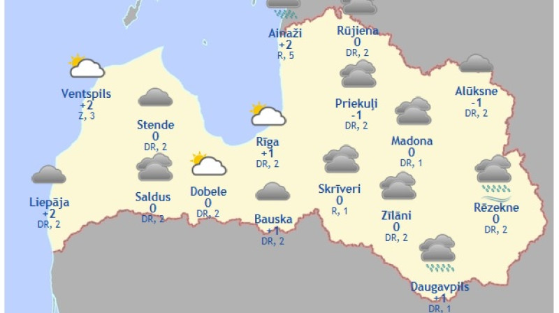 Laika karte šodienas pēcpusdienai