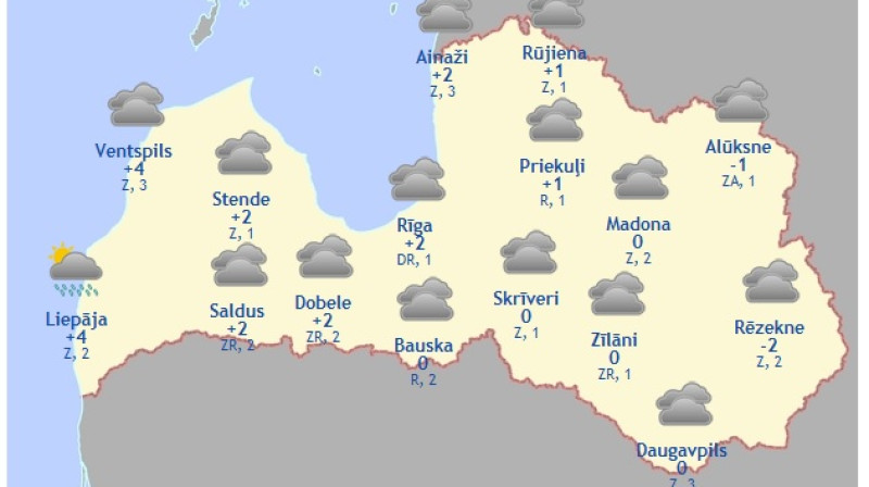 Laika karte šodienas pēcpusdienai