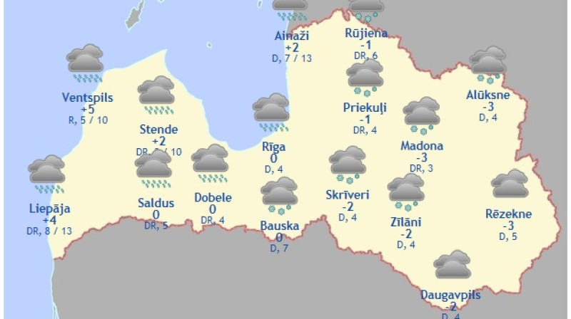 Laika karte šodienas pēcpusdienai
