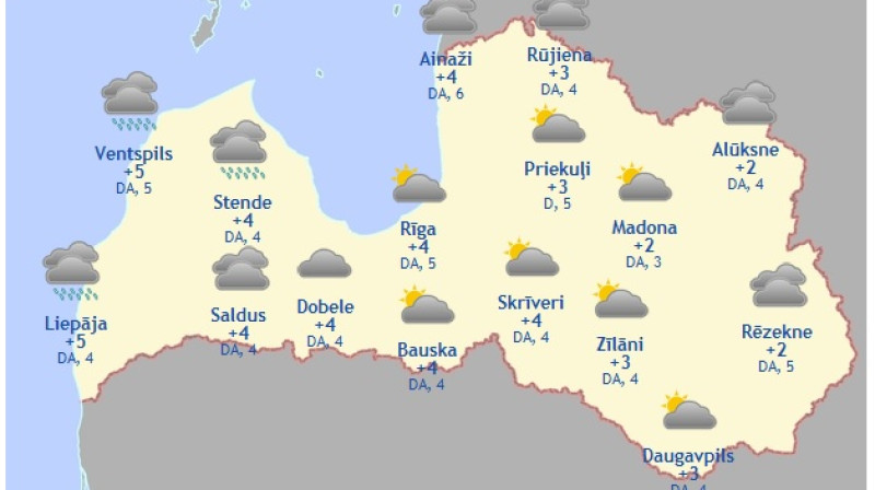 Laika karte šodienas pēcpusdienai