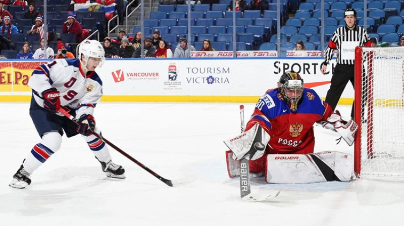 ASV pirmo periodu pavadīja pie Suhačova vārtiem
Foto: IIHF