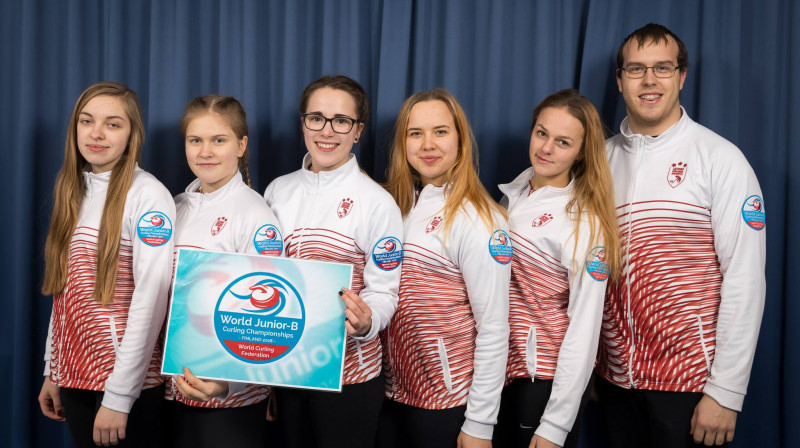Latvijas junioru meiteņu kērlinga izlase
Foto: Janne Ojanperä