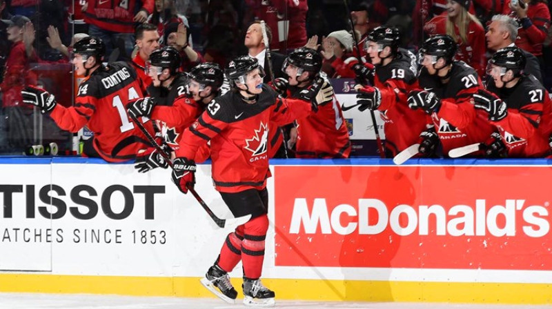 Sems Stīls guva Kanādas pirmos vārtus
Foto: IIHF