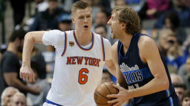 Kristaps Porziņģis un Dirks Novickis
Foto: AP/Scanpix