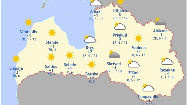 Laika karte šodienas pēcpusdienai