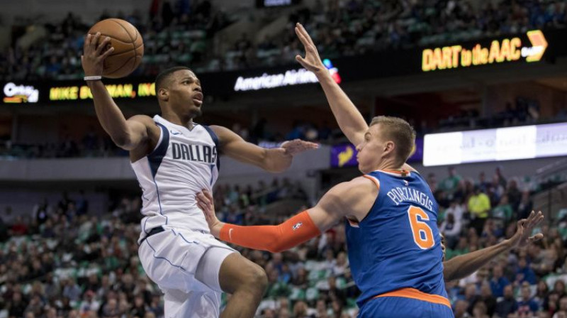 Deniss Smits un Kristaps Porziņģis
Foto: USA Today Sports/Scanpix
