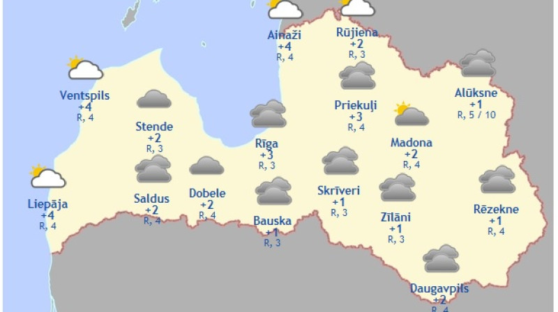 Laika karte šodienas pēcpusdienai