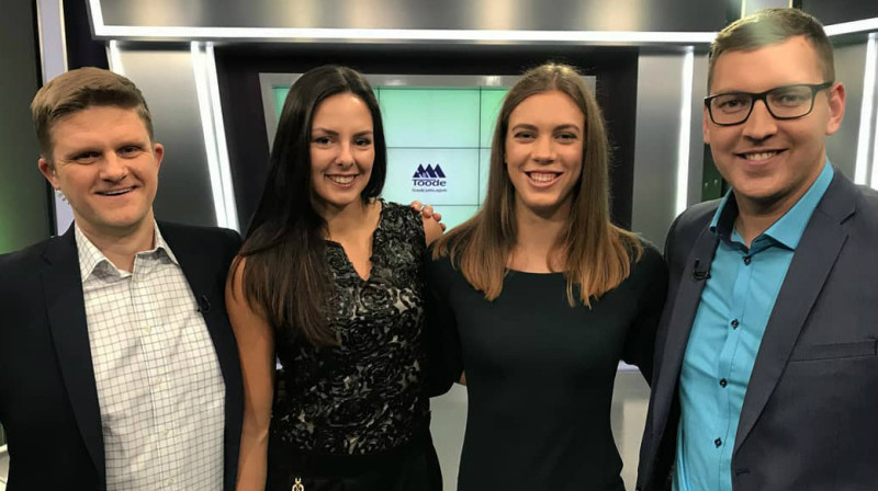 Anastasija Kravčenoka un Tīna Graudiņa televīzijā
Foto: LTV1 / instagram.com/graudinatina