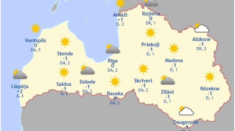Laika karte šodienas pēcpusdienai