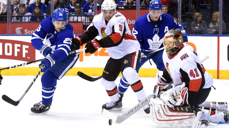 "Senators" vārtsargs Kreigs Andersons atvairīja 45 metienus mačā pret "Maple Leafs"
Foto: USA Today Sports/Scanpix