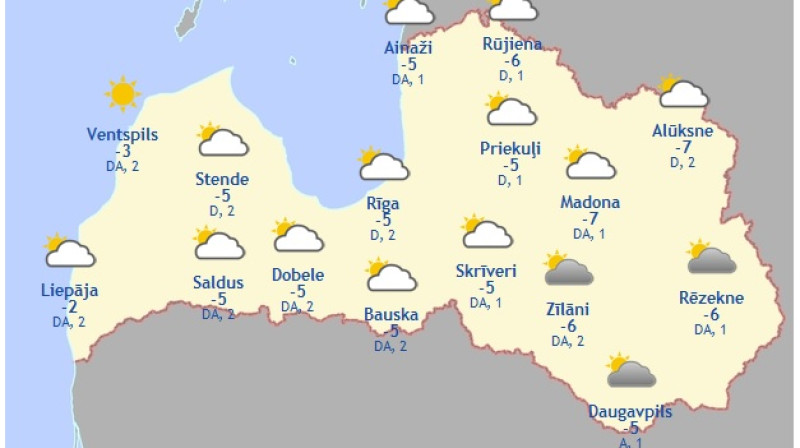 Laika karte  šodienas pēcpusdienai