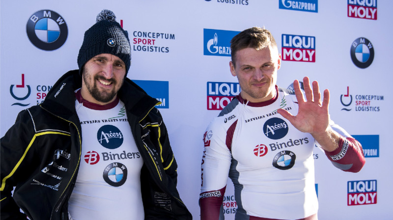 Oskars Melbārdis un Daumants Dreiškens
Foto: Viesturs Lācis, bobslejs.lv