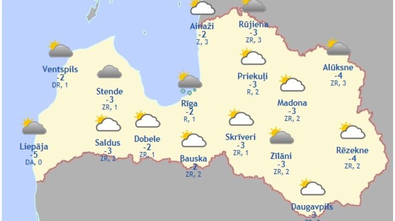 Laika karte šodienas pēcpusdienai