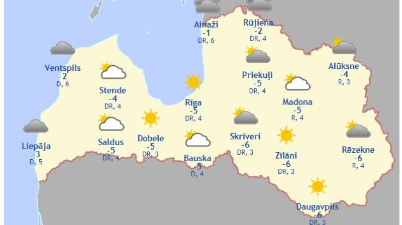 Laika karte šodienas pēcpusdienai