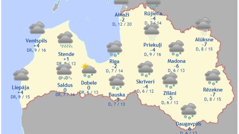 Laika karte šodienas pēcpusdienai