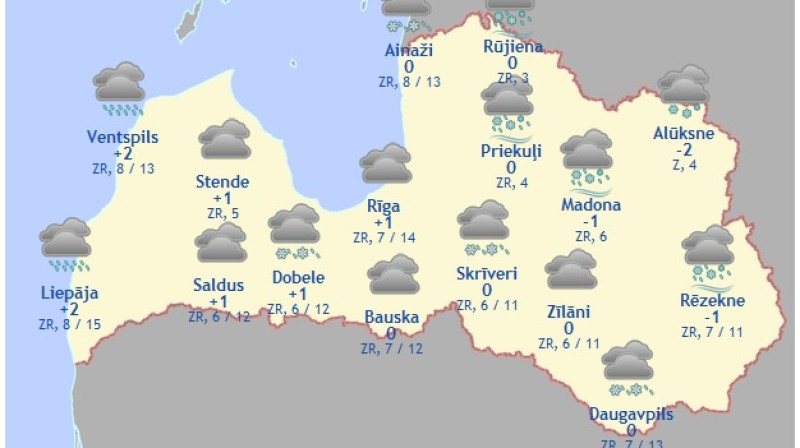 Laika karte šodienas pēcpusdienai