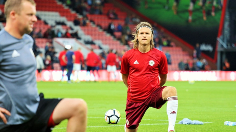 Ingars Sarmis Stuglis pirms spēles ar Anglijas U21 izlasi
Foto: LFF