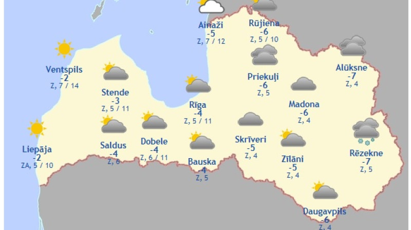 Laika karte šodienas pēcpusdienai