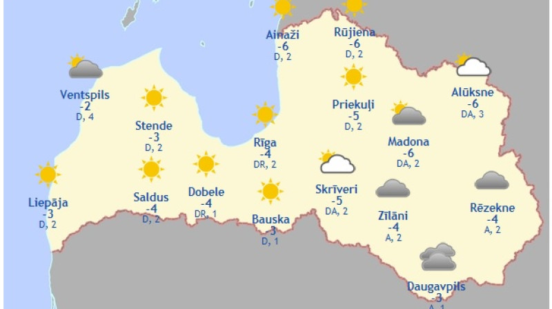 Laika karte šodienas pēcpusdienai