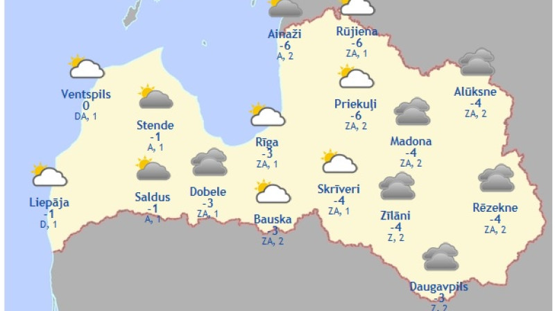 Laika karte šodienas pēcpusdienai