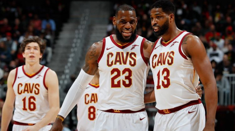 Lebrons Džeimss un Tristans Tompsons vēl ''Cavaliers'' laikos
Foto: AFP/Scanpix