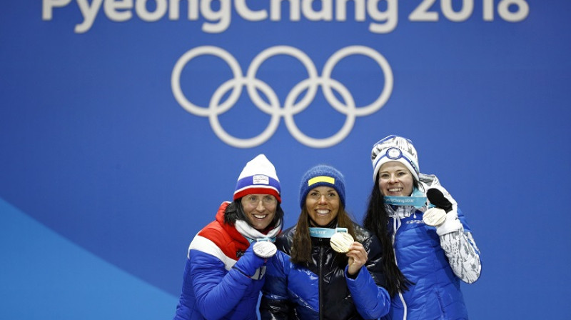 Marita Bjergena (Norvēģija), Šārlota Kalla (Zviedrija) un Krista Parmakoski (Somija)
Foto: AP/Scanpix
