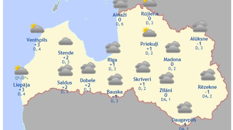 Laika karte šodienas pēcpusdienai