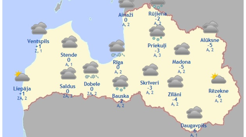 Laika karte šodienas pēcpusdienai