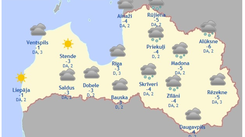 Laika karte šodienas pēcpusdienai