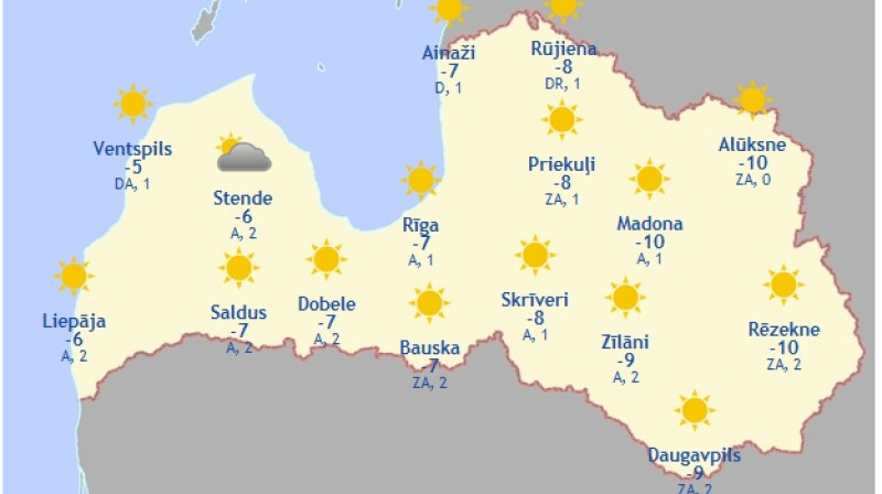 Laika karte šodienas pēcpusdienai