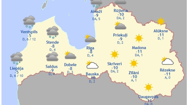 Laika karte šodienas pēcpusdienai