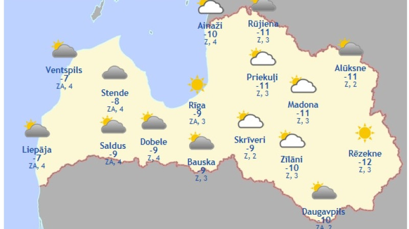 Laika karte šodienas pēcpusdienai