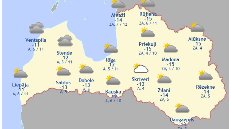 Laika karte šodienas pēcpusdienai