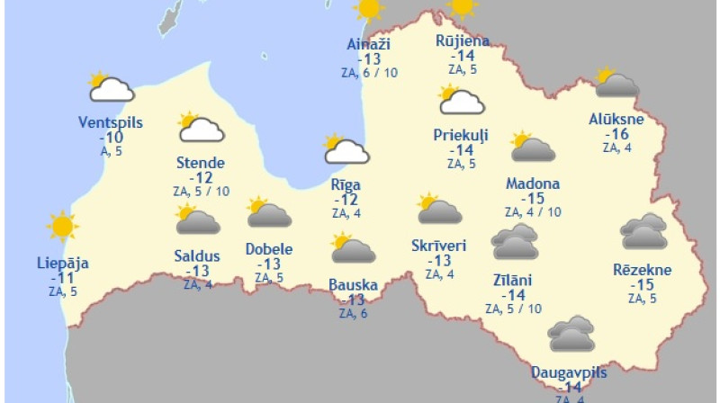 Laika karte šodienas pēcpusdienai