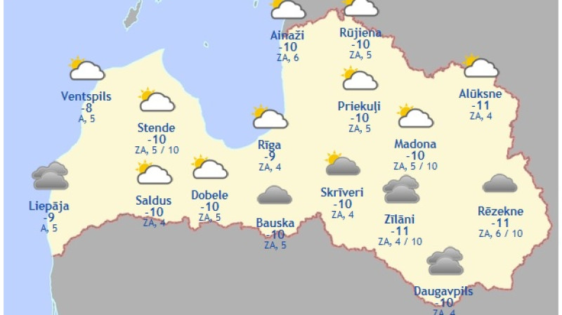 Laika karte šodienas pēcpusdienai