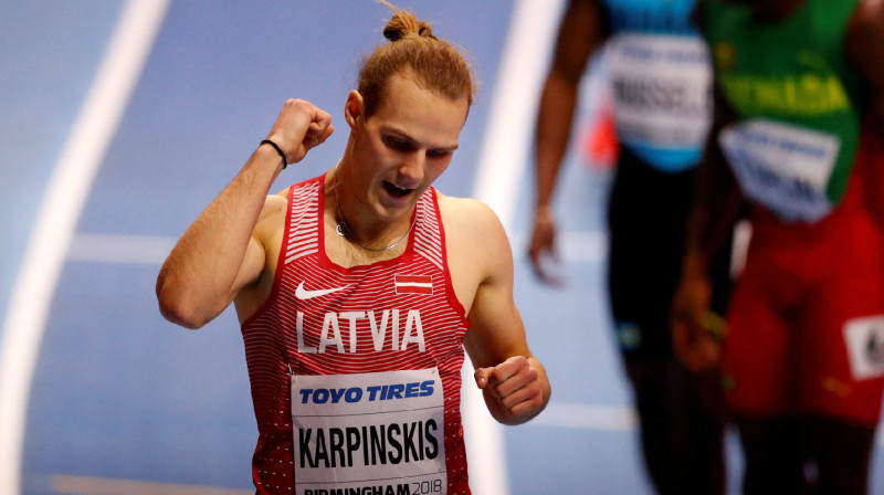 Austris Karpinskis pēc finiša Birmingemā
Foto:  Reuters/Scanpix
