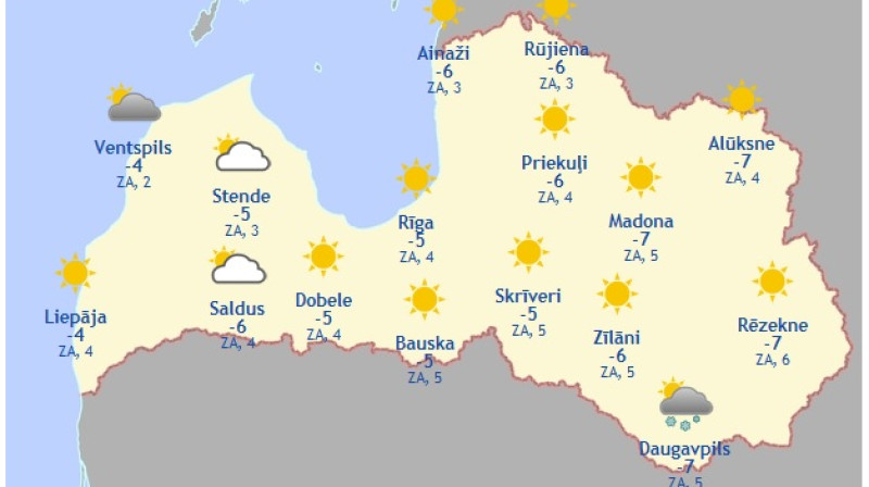 Laika karte šodienas pēcpusdienai